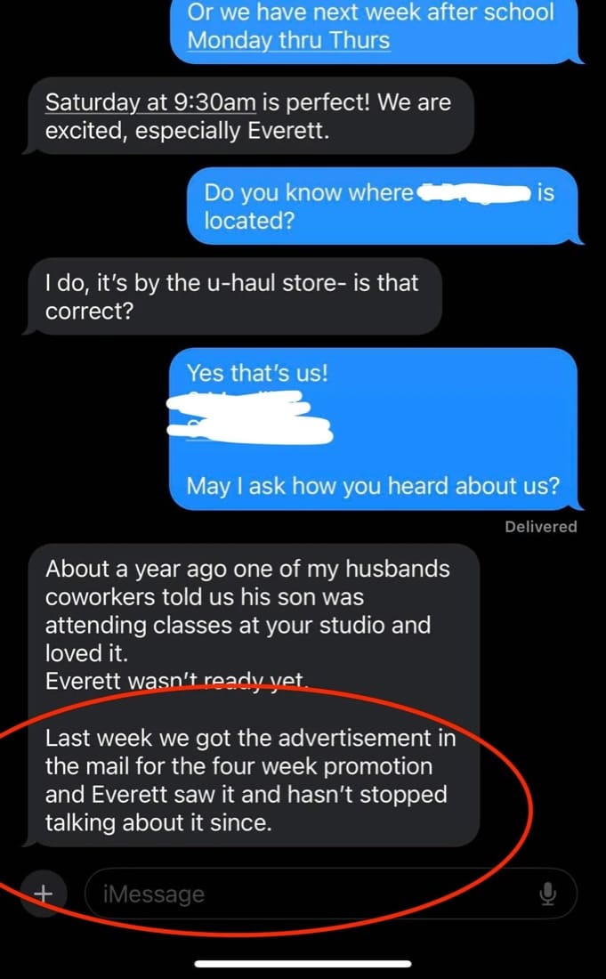 Parent text message about the EDDM mailer